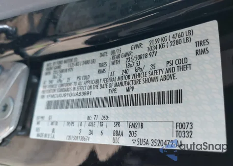 2016 Ford Escape Titanium из США, поврежденный, VIN 1FMCU0J91GUA53691